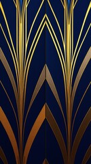 Poster - art deco pattern in gold and blue, a wallpaper design, with elegant and geometric motifs. It is a beautiful display of classic design elements and luxury.