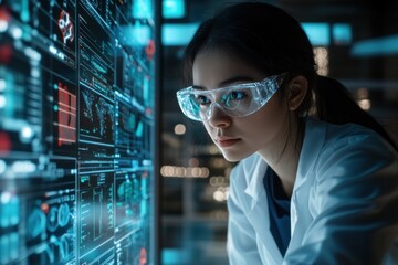 Poster - Scientist Analyzing Data in High-Tech Lab Environment