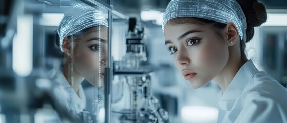 Poster - Scientist observing experiments in a high-tech lab