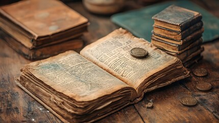 Poster - Open book reveals an ancient cryptographic manuscript covered in intricate coded messages hinting at hidden knowledge spiritual wisdom and mysterious historical secrets