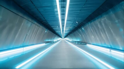 Wall Mural - futuristic concrete tunnel with glowing lines