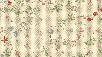 Poster - a floral pattern wallpaper with flowers and leaves. The pattern features a repeating design of colorful flowers and foliage, with a textured look