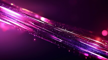 Poster - Glowing pink and purple light trails with sparkles and bokeh effects create dynamic motion against dark background, suitable for technology themes.