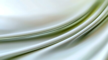 Poster - Elegant flowing curves in soft white and green create gentle waves of silky fabric texture, suggesting luxury and modern minimalist design aesthetic.