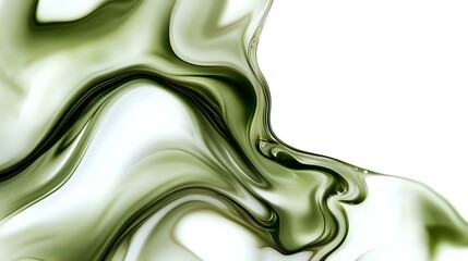 Poster - Flowing abstract olive green and white liquid marble effect creates dynamic swirling pattern with smooth curves and organic movement. Seamless design for luxury backgrounds.