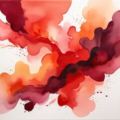 Poster - Abstract watercolor painting in shades of red and orange, evoking a prehistoric cave painting