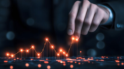 Poster - A business professional analyzes data trends represented by glowing graphs, illustrating growth and performance