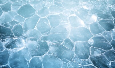 Poster - Ice formations create a textured pattern on a tranquil blue surface.