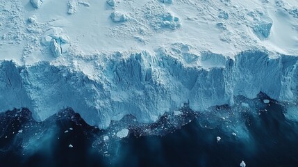 Aufkleber - This aerial view captures the edge of an ice shelf in a polar region, highlighting the interactions between ice and ocean water. Geospatial analysis is crucial for understanding environmental changes.
