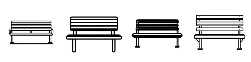 Poster - Different styles of benches illustrated in various designs for urban and park settings