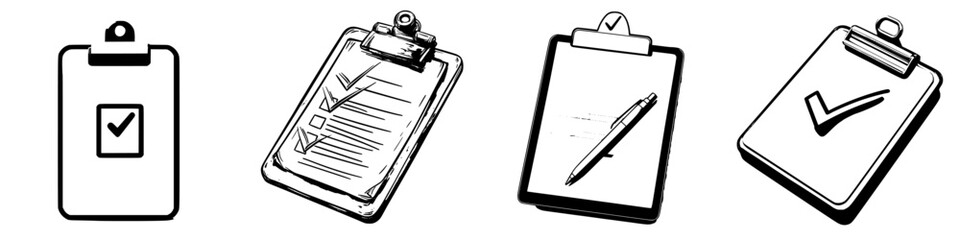 Poster - checklists and writing tools on clipboards for task organization in an office setting