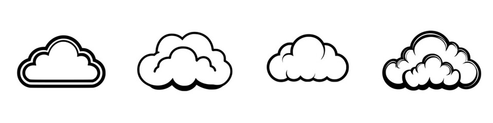 Poster - Various cloud shapes and designs in a minimalist style displayed horizontally for artistic inspiration