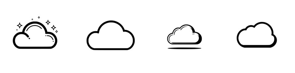 Poster - Different styles of clouds illustrated in a simple and modern design for creative projects and educational use