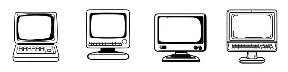 Poster - evolution of computers from retro models to modern designs showcasing technological advancement and 