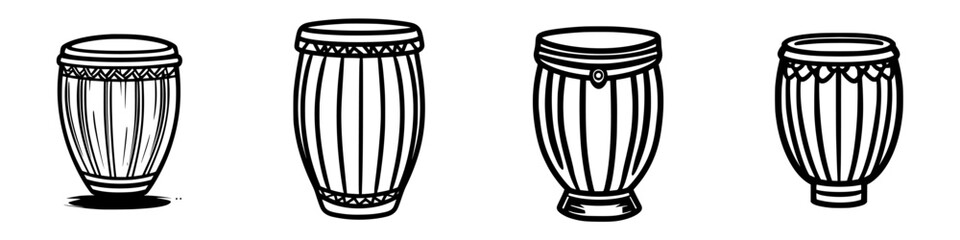 Poster - Different types of drumming instruments displayed in a linear arrangement showcasing unique designs and styles