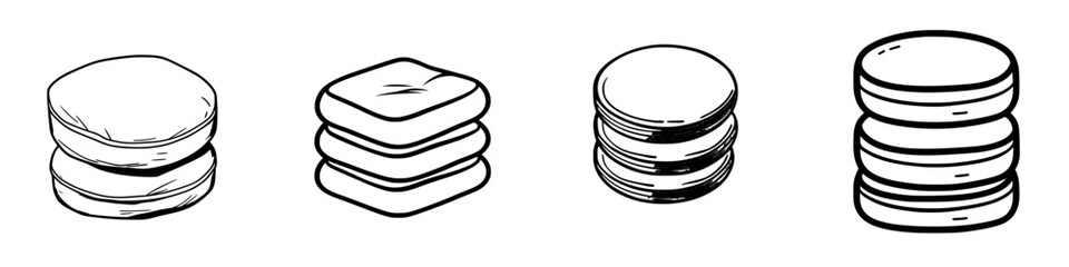 Poster - Illustrations of various styles of round pastries displayed in a simple monochrome format ideal for culinary designs