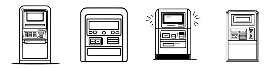 Poster - Various styles of self-service terminals in a modern design, showcasing technology evolution in public spaces