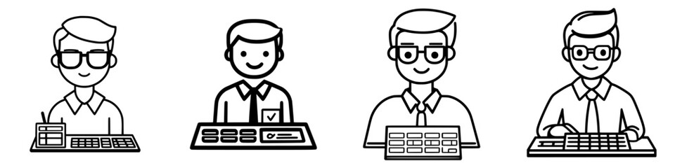 Poster - illustration of diverse professionals engaged in various work environments and tasks in a modern off