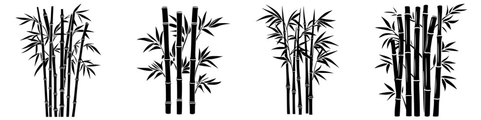 Poster - Bamboo silhouettes create a serene and natural atmosphere in a minimalist design