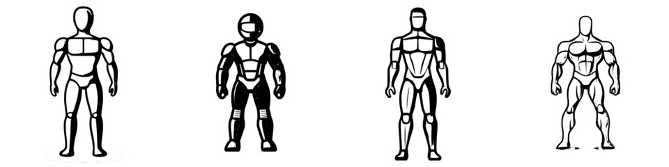 Poster - different robot designs showcasing various styles and features for a creative project or concept