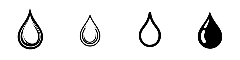 Poster - Various designs of water droplets created using simple graphic elements showcasing their unique shapes and styles