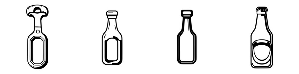 Poster - Collection of vintage bottle illustrations showcasing various designs and shapes for artistic inspiration and reference