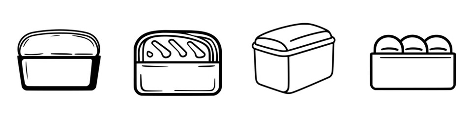 Poster - Different types of bread loaves and containers are illustrated in black and white style on a simple background