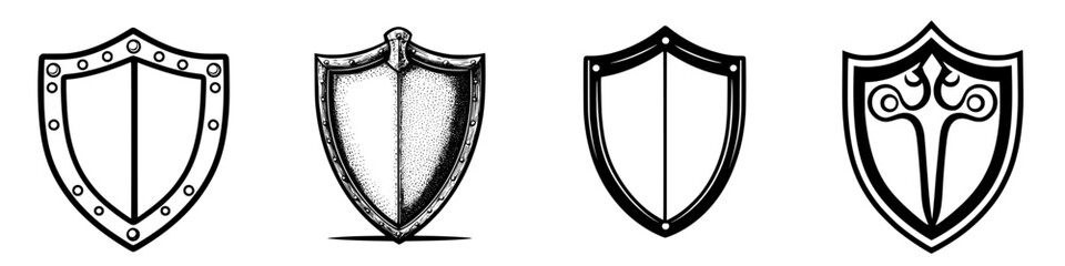 Poster - Various designs of shields showcasing different styles and features for artistic inspiration and historical context