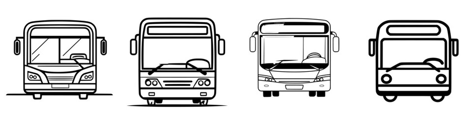 Poster - Different styles of buses displayed in black and white, showcasing various designs and features from a transportation perspective
