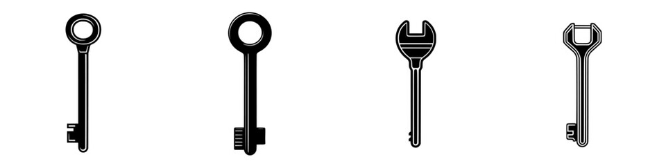 Poster - Various tools and keys displayed in a simple, minimalistic design against a clean background showcasing essential everyday items