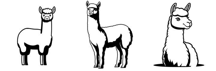 Poster - Different styles of cartoon llamas in various poses showcasing their playful nature and unique features