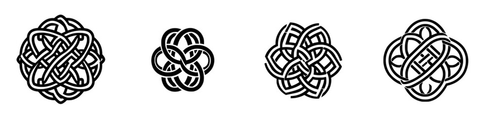 Poster - Intricate designs of Celtic knots showcasing artistry and symmetry in black and white format