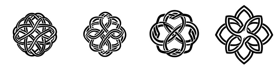 Poster - Intricate knot designs showcasing symmetry and elegance in black and white artistry