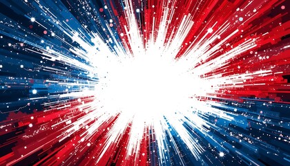 Red White and Blue Burst Effect for Background Graphic Design