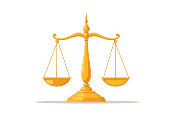 Wall Mural - Golden Scales of Justice on White Background