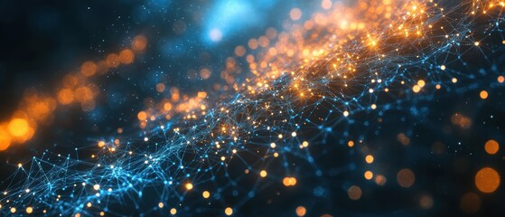 Poster - Complex Digital Wireframe on Chalkboard with Glowing Elements and Depth