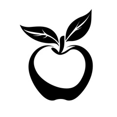 Vector apple icon. Black and white fruit vector design element isolated on background