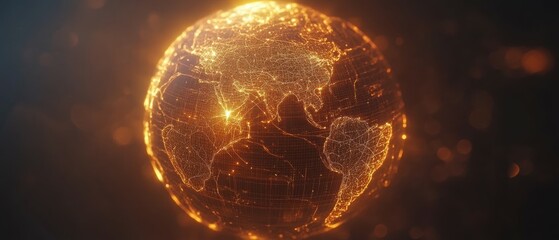 Aufkleber - Glowing Wireframe Globe with Educational Pathways and Connections