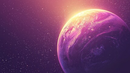Wall Mural - a cosmic minimalist background featuring the earth with a radiant glow against a vast and dark space
