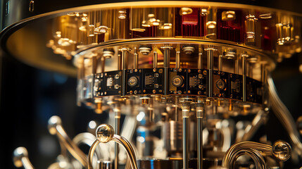 Close-up view of a quantum computer detail.