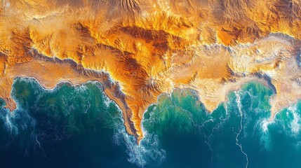 Aufkleber - This high-resolution satellite imagery captures detailed coastal landscapes showcasing the intersection of land and ocean. Geospatial analysis reveals significant features and patterns.