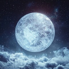 Poster - Glowing crystalline planet above an iridescent nebula in a captivating cosmic sky scene