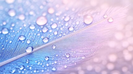 Fototapete - Delicate feather with water droplets, showcasing soft colors and textures.