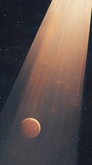 Wall Mural - glowing planet in minimalist cosmic setting illuminated by a bright star in the vast universe