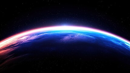 Wall Mural - the earth captured from space surrounded by infinite darkness of the cosmos with a soft glowing plan