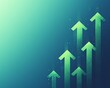© Thanaseth - Blue background with green arrows pointing upwards, connected and spaced apart, representing growth, success, and dynamic development in a modern visual