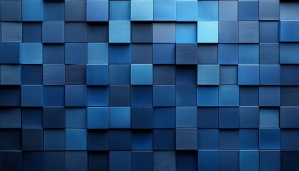 Hightech digital grid in blue, featuring a uniform pattern of bright and dark squares, creating a cuttingedge, futuristic technology background
