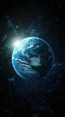 Wall Mural - the earth observed in space within a minimalist cosmic environment highlighting its radiant beauty a