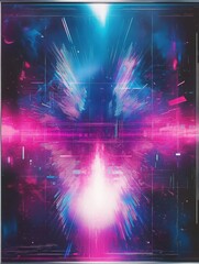 Poster - Vibrant Abstract Background with Neon Pink and Blue Light Streaks, Symbolizing Futuristic Technology and Energy. Perfect for Sci-Fi Designs, Tech Presentations, and Cyberpunk Art.