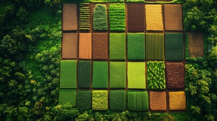 Poster - The arrangement of various crops illustrates effective land use and agricultural practices.